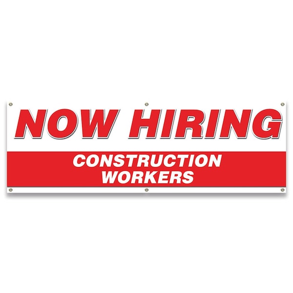 Now Hiring Construction Workers Banner Apply Inside Accepting Application Single Sided